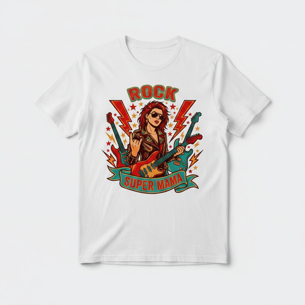 CAMISETA DE COLOR BLANCO MAMÁ ROCKERA