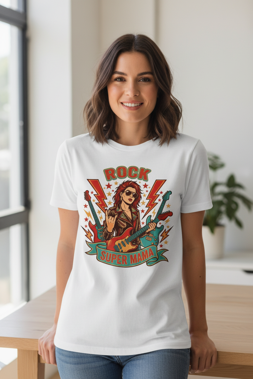 Camiseta Mamá Rockera con modelo